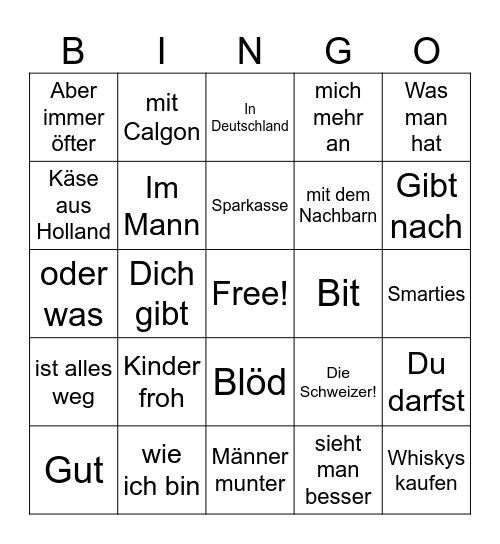 Werbespruch Bingo Card