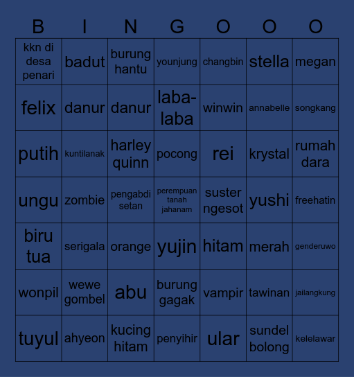 PACAR KU BINGO Card