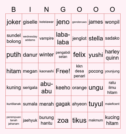 Ahyeonie Bingo Card