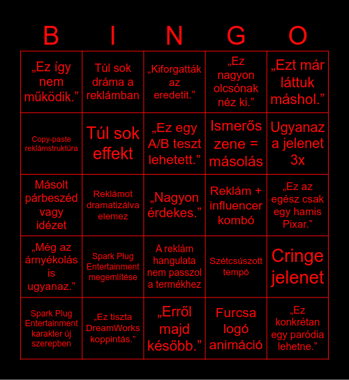 Over Series Bingo Card