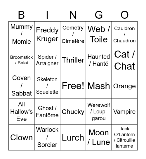 Halloween Bingo Card