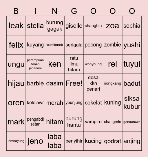 JENO GANS Bingo Card