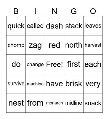 Seasons of Change Bingo Card
