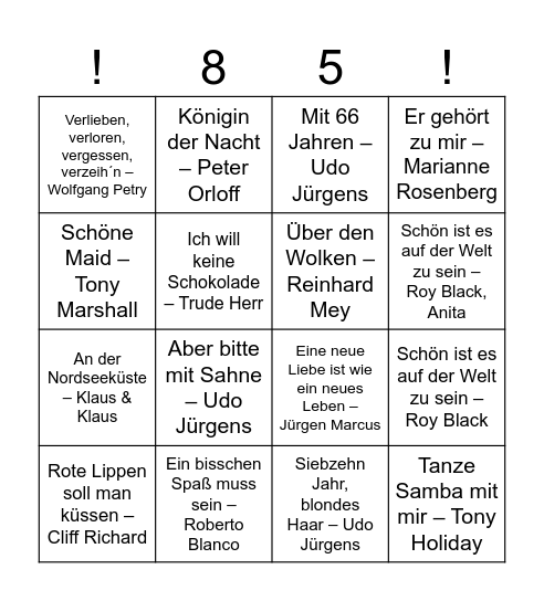 Anni 85 Bingo Card