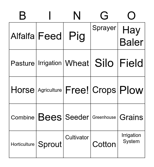 Ag Bingo Card