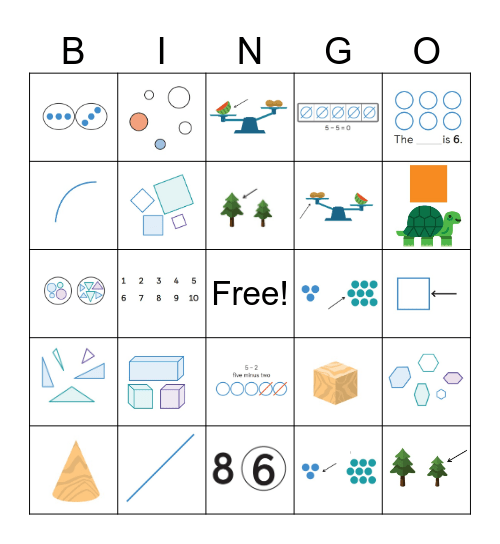 Kindergarten Math Vocabulary- Amplify Math Bingo Card