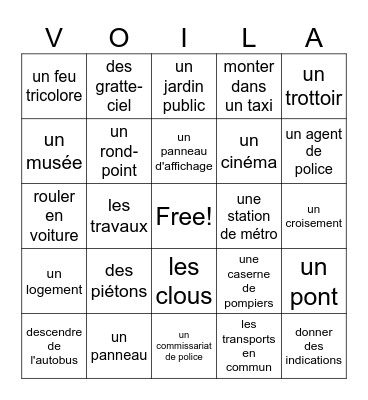 D'Accord! 3 ; Leçon 2 Bingo Card