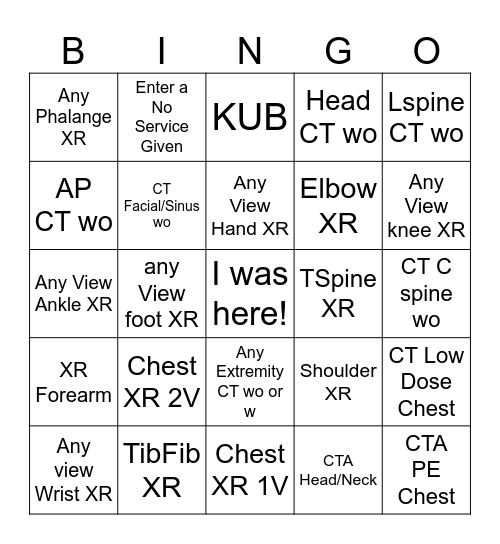 Happy Rad Tech Week ! Bingo Card