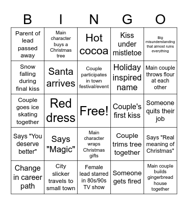 Hallmark Christmas Movie Bingo Card
