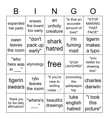 herpetology b Bingo Card