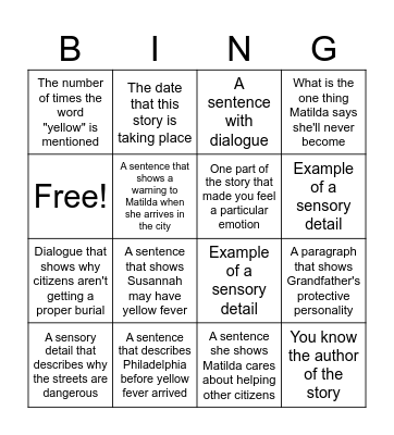 Fever 1793 Bingo Card