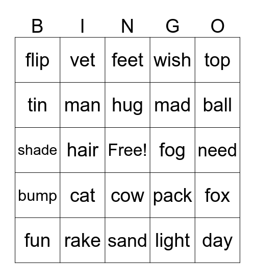 Can You Find the Rhyming Words? Bingo Card
