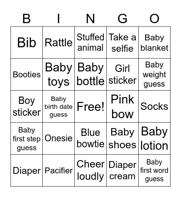 Oh Baby Bingo Card