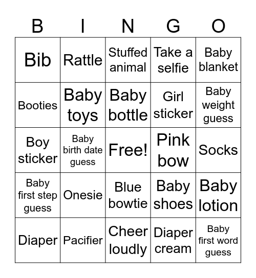 Oh Baby Bingo Card