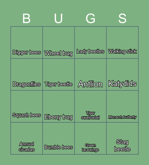NON invasive bugs in MO Bingo Card