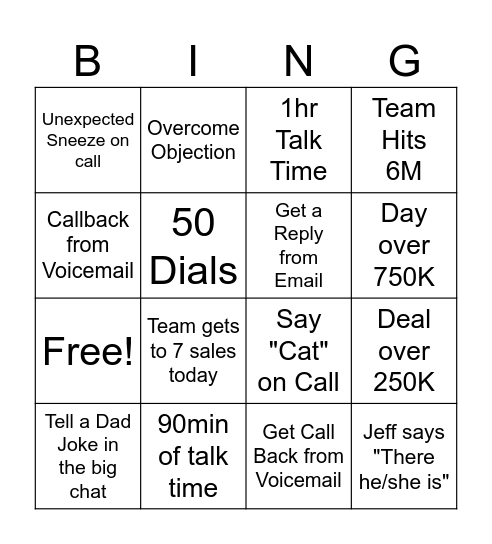 Big Market Bingo Card