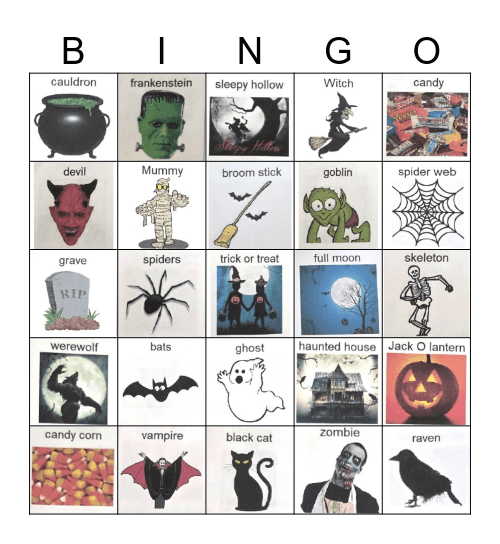 Halloween 5x5 Bingo Card