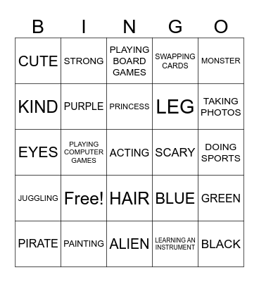 Characters Bingo Card