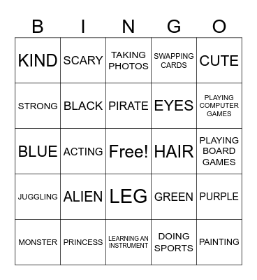 Characters Bingo Card