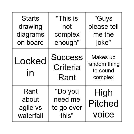 Mr Li Bingo Card
