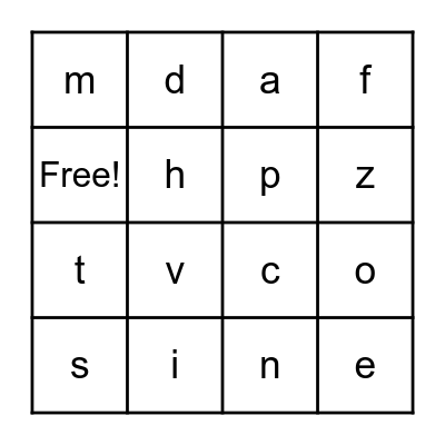 Letter Sounds Bingo Card