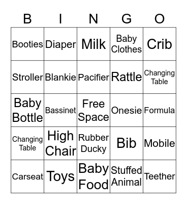 Baby Bingo Card