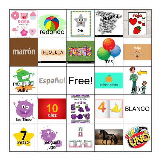 Spanish Bingo! Bingo Card