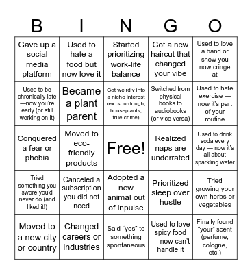 Change BINGO Card