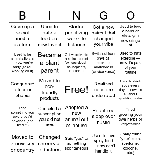 Change BINGO Card