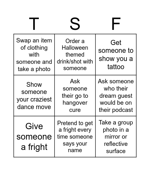 That’s So Fruity Halloween Pub Crawl Bingo Card