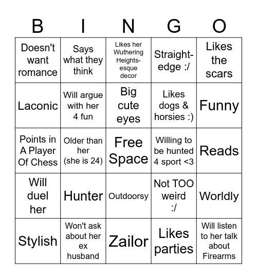 Josie's type Bingo Card