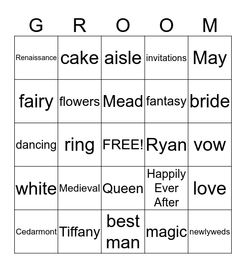 Tiffany and Ryan Wedding Bingo! Bingo Card