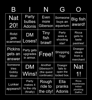 Fishing Dreams : Session 18 Bingo Card