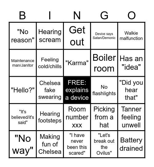 DESTINATION FEAR BINGO Card