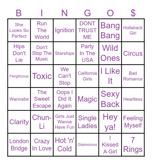 D.I.V.A.S BINGO NIGHT Bingo Card