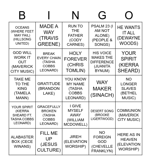 GOSPEL BINGO NIGHT Bingo Card