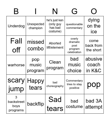 Grand Prix Figure Skating 2025 Bingo Card