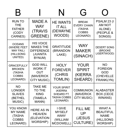 GOSPEL BINGO NIGHT Bingo Card