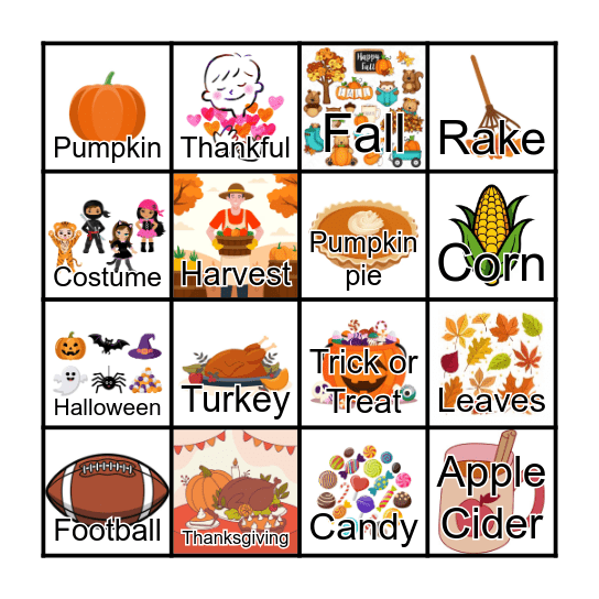 Fall Bingo Card