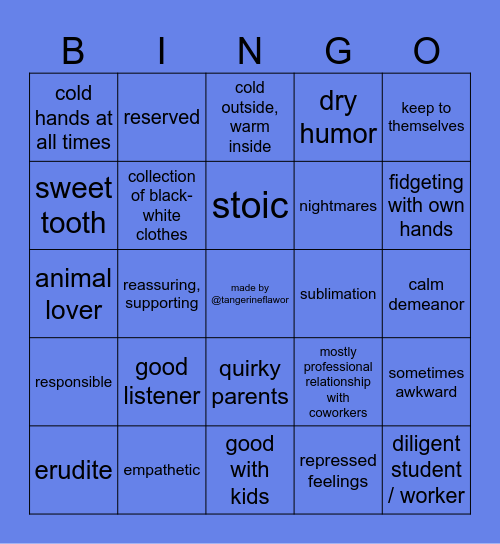 Zayne Bingo Card