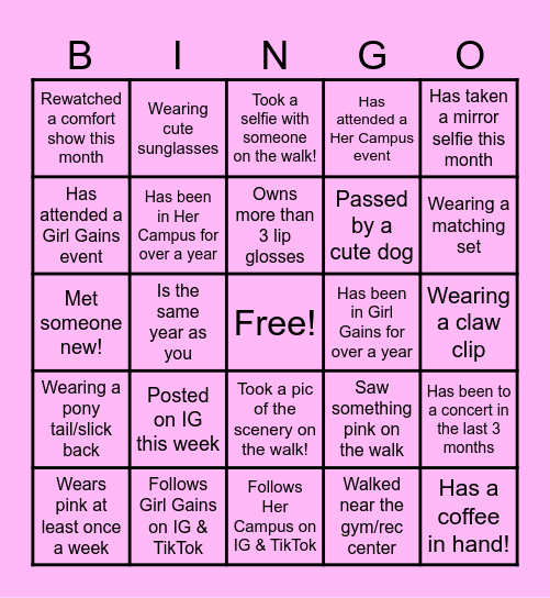 Hot Girl Walk BINGO ! Bingo Card