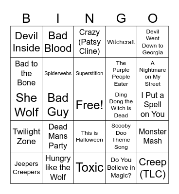 Halloween 2025 Bingo Card