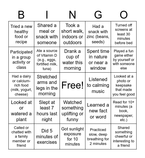 Project SNAP 10/17 Immune System Bingo! Bingo Card
