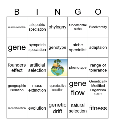 Biodiversity Bingo Card