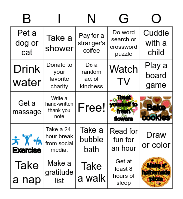 Self Care Bingo Card