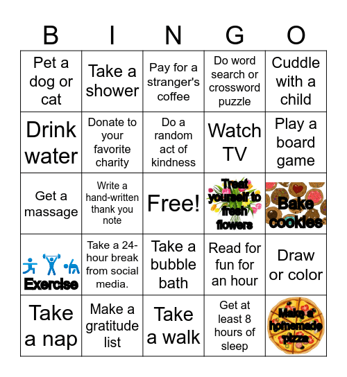 Self Care Bingo Card