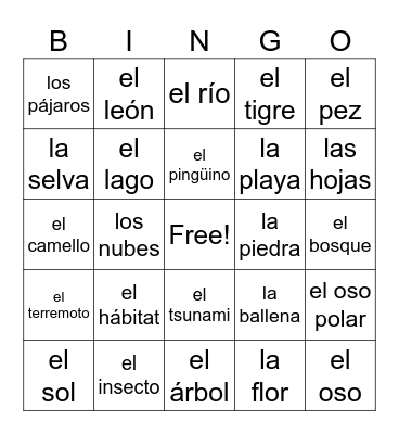 El Medio Ambiente Bingo Card