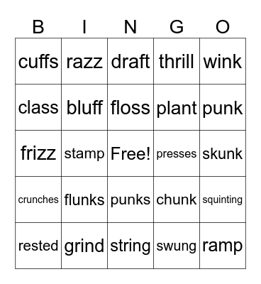 Just Words Units 3-4 Bingo Card