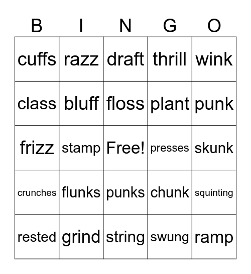 Just Words Units 3-4 Bingo Card
