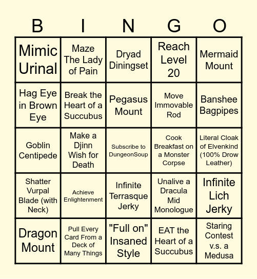 Cheevos Bingo Card